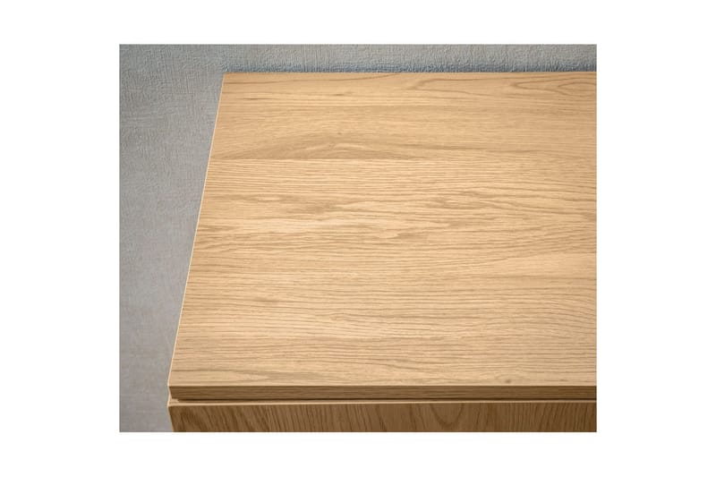 Skjenk Wohnling Foliert sponplate eikelook halvsirkel Rattanflett-utseende 3 dører Moderne - Møbler - Bord - Avlastningsbord - Lampebord & sidebord