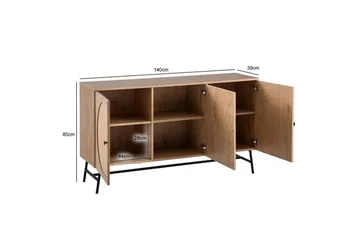 Skjenk Wohnling Foliert sponplate eikelook halvsirkel Rattanflett-utseende 3 dører Moderne - Møbler - Bord - Avlastningsbord - Brettbord og småbord