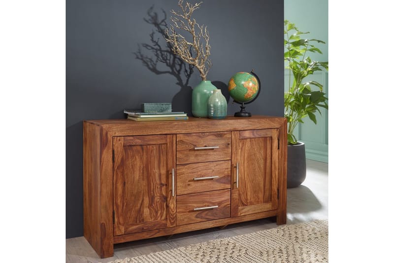 Skjenk Wohnling Heltre 118 x 40 cm 2 dører 3 skuffer Landlig stil - Møbler - Bord - Avlastningsbord - Brettbord og småbord