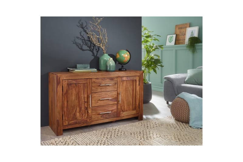 Skjenk Wohnling Heltre 118 x 40 cm 2 dører 3 skuffer Landlig stil - Møbler - Bord - Avlastningsbord - Lampebord & sidebord