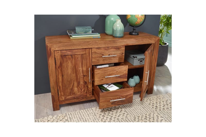 Skjenk Wohnling Heltre 118 x 40 cm 2 dører 3 skuffer Landlig stil - Møbler - Bord - Avlastningsbord - Lampebord & sidebord
