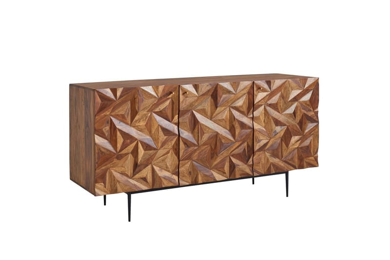 Skjenk Wohnling Massivt tre 3D geometrisk front 144 cm Industriell - Møbler - Bord - Avlastningsbord - Lampebord & sidebord