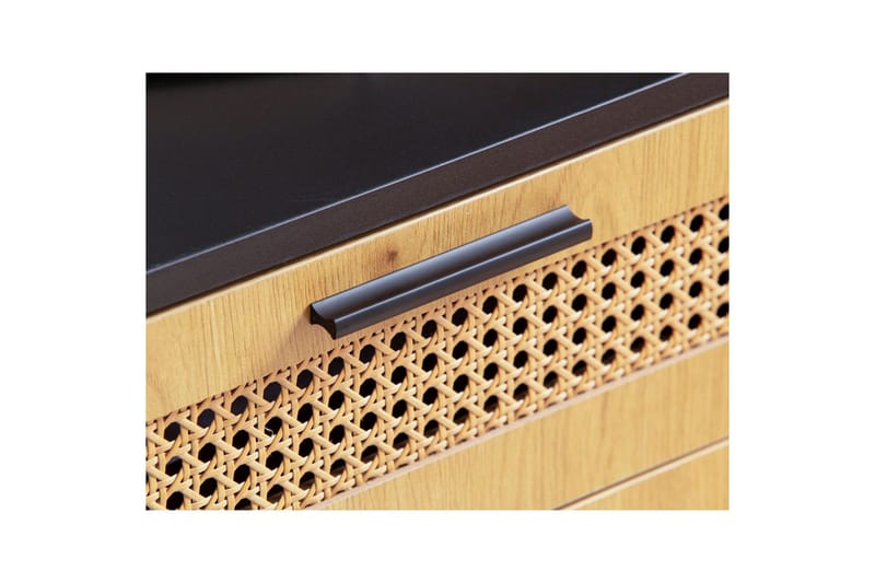 Skjenk Wohnling Melaminbelagt MDF 80 cm 2 dører 2 skuffer med flettverk i Wieners stil moderne - Møbler - Bord - Avlastningsbord - Lampebord & sidebord