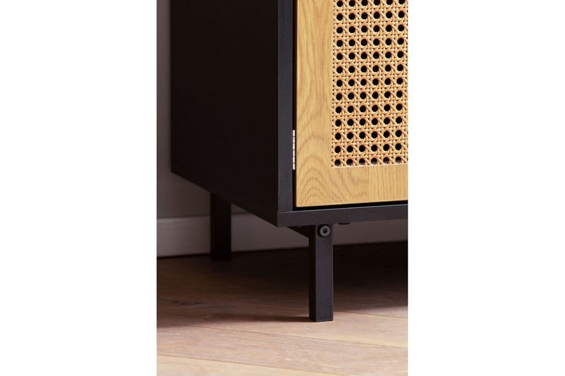 Skjenk Wohnling Melaminbelagt MDF 80 cm 2 dører 2 skuffer med flettverk i Wieners stil moderne - Møbler - Bord - Avlastningsbord - Lampebord & sidebord