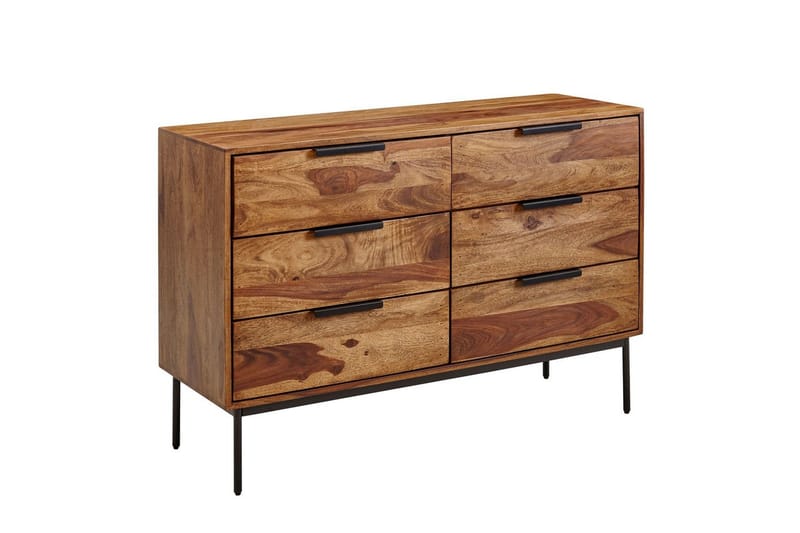 Skjenk Wohnling Solid tre 117 cm 6 skuffer filigrane metallben i landlig stil - Oppbevaring - Oppbevaringsmøbler - Sideboard & skjenker