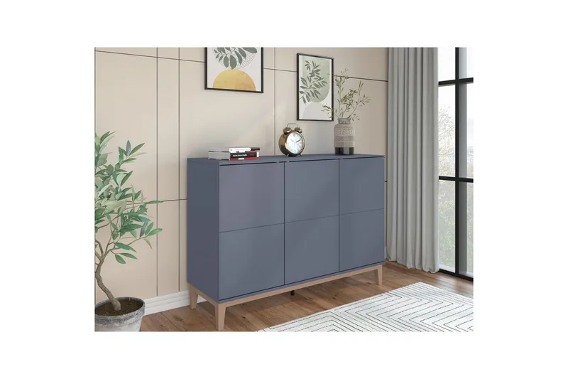 Skjenk Pelle 120x41x85 cm, Grå/Wotan Eik - 120x41x85 cm, Grå/Wotan Eik - Oppbevaring - Oppbevaringsmøbler - Sideboard & skjenker