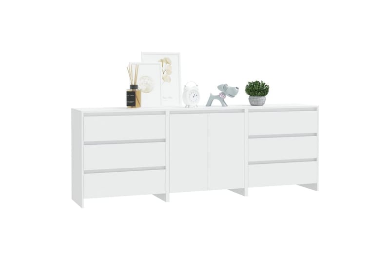 Skjenker 3 stk hvit konstruert tre - Hvit - Oppbevaring - Oppbevaringsmøbler - Sideboard & skjenker