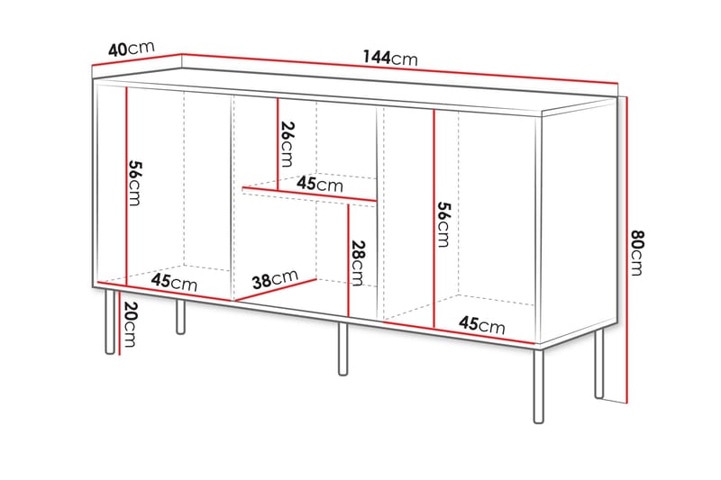 Stintino Skjenk 144x40 cm - Oppbevaring - Oppbevaringsmøbler - Sideboard & skjenker