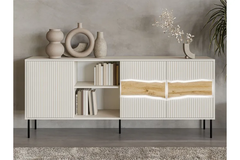 Stintino Skjenk 190x40 cm - Hvit/Grå - Oppbevaring - Oppbevaringsmøbler - Sideboard & skjenker