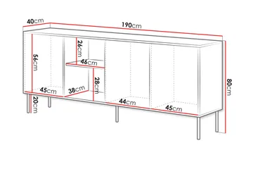 Stintino Skjenk 190x40 cm - Svart/Brun - Oppbevaring - Oppbevaringsmøbler - Sideboard & skjenker