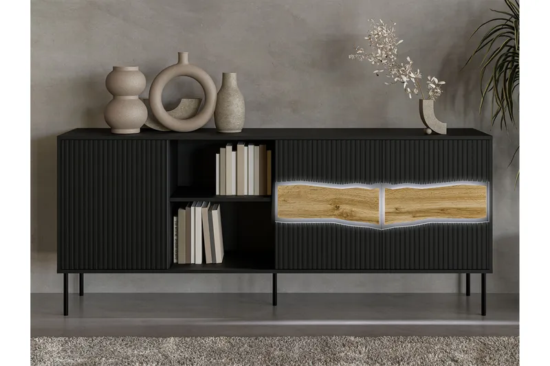 Stintino Skjenk 190x40 cm - Svart/Brun - Oppbevaring - Oppbevaringsmøbler - Sideboard & skjenker