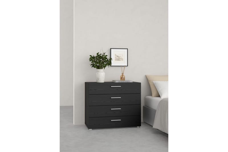 Suntia Kommode 80 cm - Svart/Gråfarget tre - Oppbevaring - Oppbevaringsmøbler - Kommode