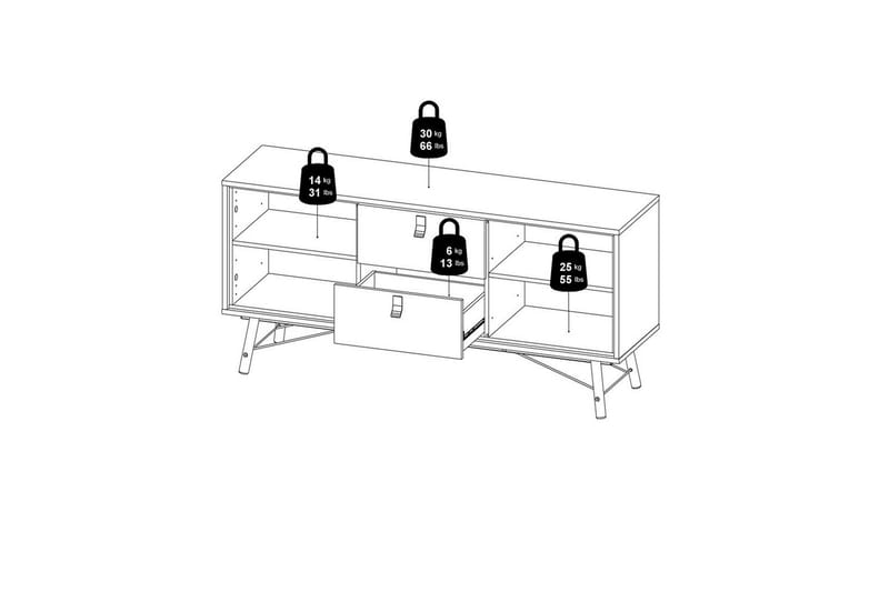 Tadami Skjenk 150x40 cm i Tre med Metallben - Beige - Oppbevaring - Oppbevaringsmøbler - Sideboard & skjenker