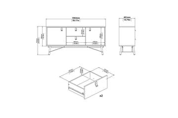 Tadami Skjenk 150x40 cm i Tre med Metallben - Beige - Oppbevaring - Oppbevaringsmøbler - Sideboard & skjenker