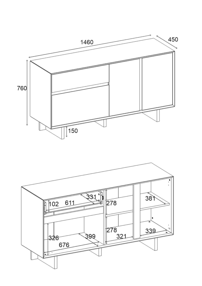 Tavon Konsoll 146x76x45 cm - Milano Walnut - Oppbevaring - Oppbevaringsmøbler - Sideboard & skjenker
