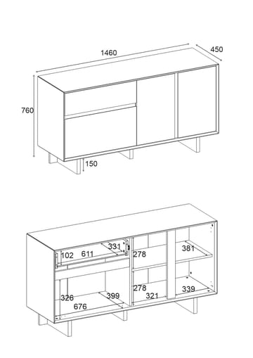 Tavon Konsoll 146x76x45 cm - Naturlig eik - Oppbevaring - Oppbevaringsmøbler - Sideboard & skjenker