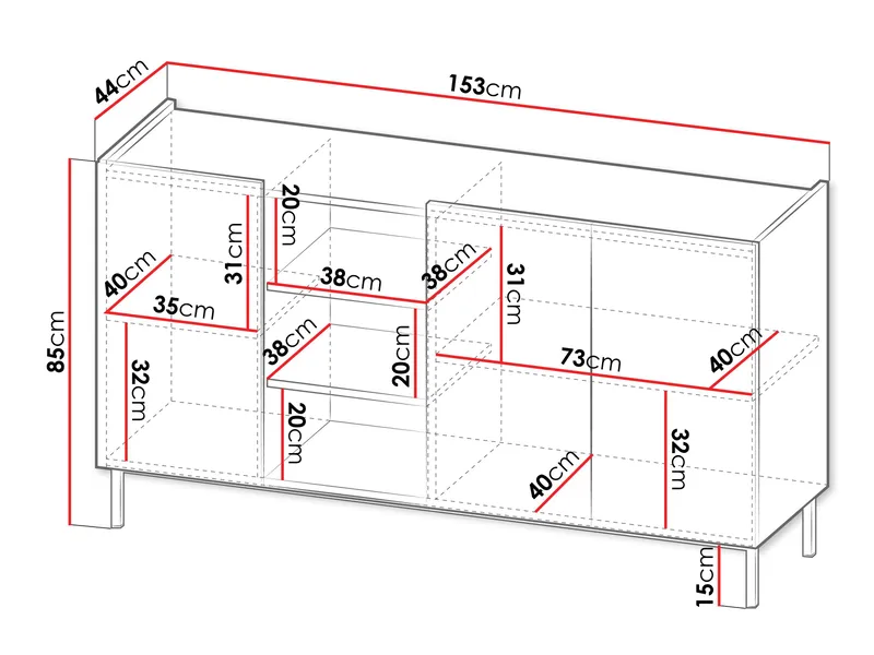 Tavrin Skjenk 153x44 cm - Beige - Oppbevaring - Oppbevaringsmøbler - Sideboard & skjenker