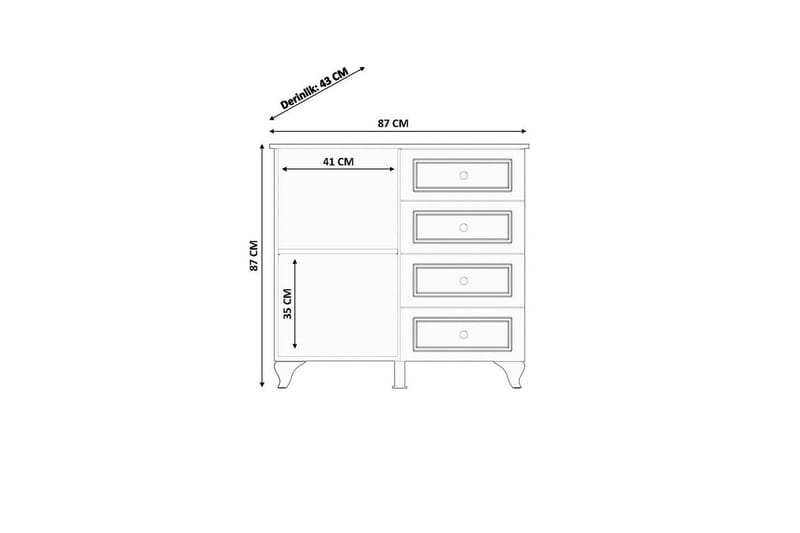 Thoro Hjørnekommode 87 cm - Matt Hvit - Oppbevaring - Oppbevaringsmøbler - Kommode - Entrekommode