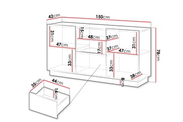 Torvalen Skjenk 150x42 cm - Hvit - Oppbevaring - Oppbevaringsmøbler - Sideboard & skjenker