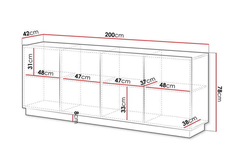 Torvalen Skjenk 200x42 cm - Beige - Oppbevaring - Oppbevaringsmøbler - Sideboard & skjenker