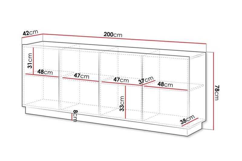 Torvalen Skjenk 200x42 cm - Hvit - Oppbevaring - Oppbevaringsmøbler - Sideboard & skjenker