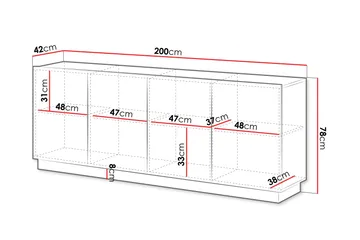 Torvalen Skjenk 200x42 cm - Hvit - Oppbevaring - Oppbevaringsmøbler - Sideboard & skjenker