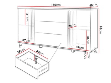 Torvos Kommode 150 cm - Brun/Svart - Oppbevaring - Oppbevaringsmøbler - Kommode