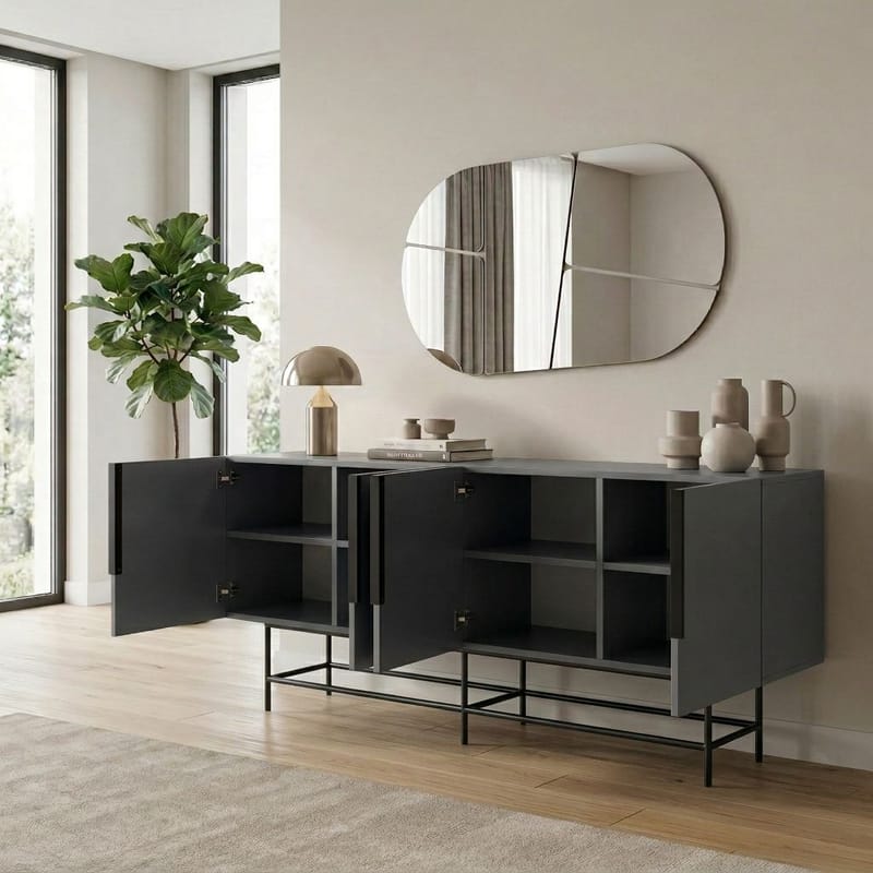 Truvia Konsoll 200x77,9x40 cm - Antrasitt og svart - Oppbevaring - Oppbevaringsmøbler - Sideboard & skjenker