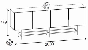 Truvia Konsoll 200x77,9x40 cm - Milano valnøtt og svart - Oppbevaring - Oppbevaringsmøbler - Sideboard & skjenker