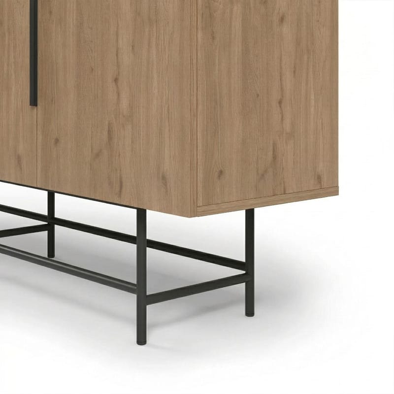 Truvia Konsoll 200x77,9x40 cm - Naturlig eik og svart - Oppbevaring - Oppbevaringsmøbler - Sideboard & skjenker