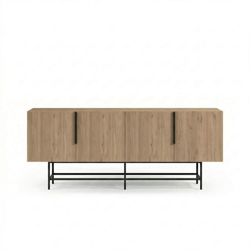 Truvia Konsoll 200x77,9x40 cm - Naturlig eik og svart - Oppbevaring - Oppbevaringsmøbler - Sideboard & skjenker