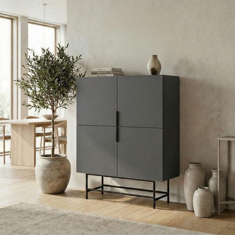 Truvia Skjenk 100x128x40 cm - Antrasitt Svart - Oppbevaring - Oppbevaringsmøbler - Sideboard & skjenker