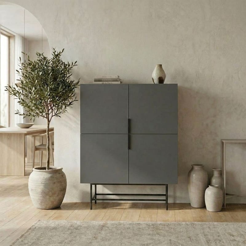 Truvia Skjenk 100x128x40 cm - Antrasitt Svart - Oppbevaring - Oppbevaringsmøbler - Sideboard & skjenker