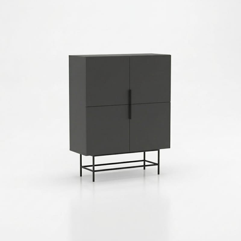Truvia Skjenk 100x128x40 cm, Antrasitt Svart