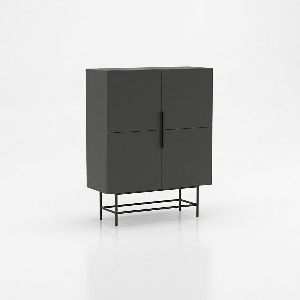 Truvia Skjenk 100x128x40 cm - Antrasitt/Svart