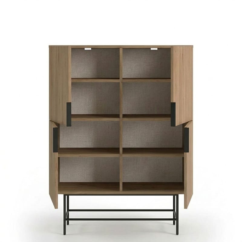 Truvia Skjenk 100x128x40 cm - Naturlig eik Svart - Oppbevaring - Oppbevaringsmøbler - Sideboard & skjenker