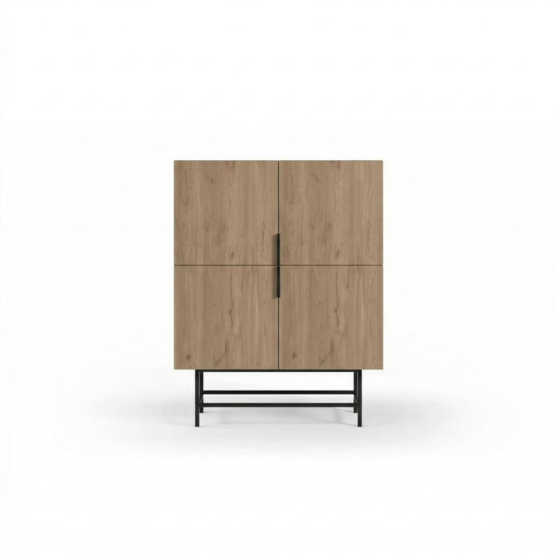 Truvia Skjenk 100x128x40 cm - Naturlig eik Svart - Oppbevaring - Oppbevaringsmøbler - Sideboard & skjenker