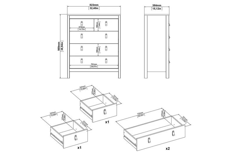 Vallvidera Kommode 82,3 cm - Svart - Oppbevaring - Oppbevaringsmøbler - Kommode