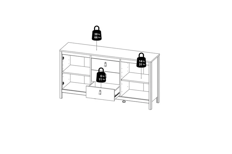 Vallvidera Skjenk 151x38 cm - Beige - Oppbevaring - Oppbevaringsmøbler - Sideboard & skjenker