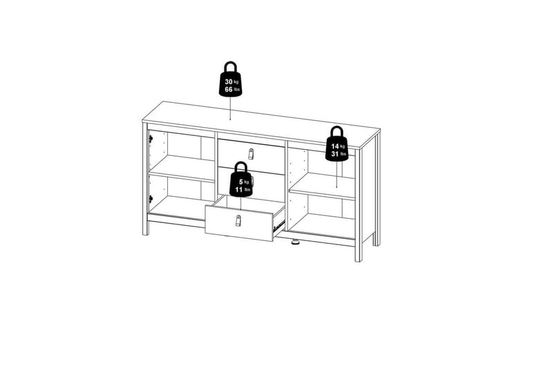 Vallvidera Skjenk 151x38 cm - Beige - Oppbevaring - Oppbevaringsmøbler - Sideboard & skjenker