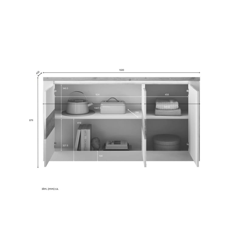 Vandesar Skjenk 160 cm - Natur/Hvit - Oppbevaring - Oppbevaringsmøbler - Sideboard & skjenker