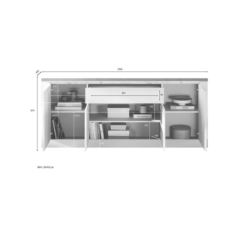 Vandesar Skjenk 207 cm - Natur/Hvit - Oppbevaring - Oppbevaringsmøbler - Sideboard & skjenker