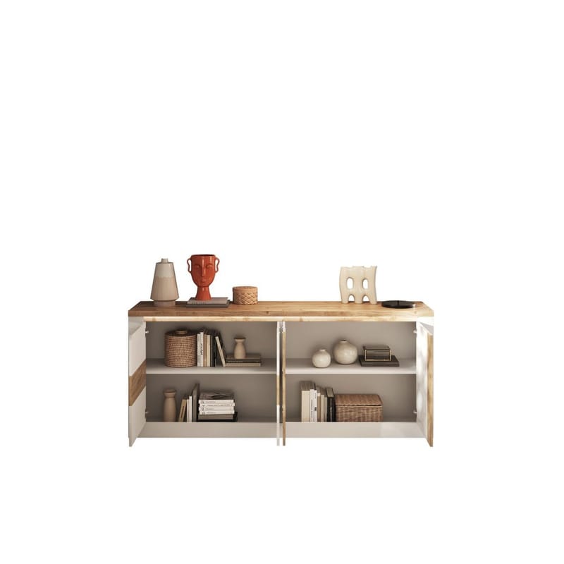 Vandesar TV-benk 207 cm - Natur/Hvit - Oppbevaring - Oppbevaringsmøbler - Sideboard & skjenker