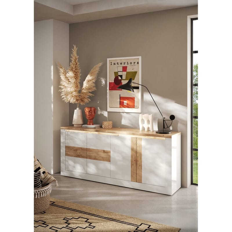 Vandesar TV-benk 207 cm - Natur/Hvit - Oppbevaring - Oppbevaringsmøbler - Sideboard & skjenker