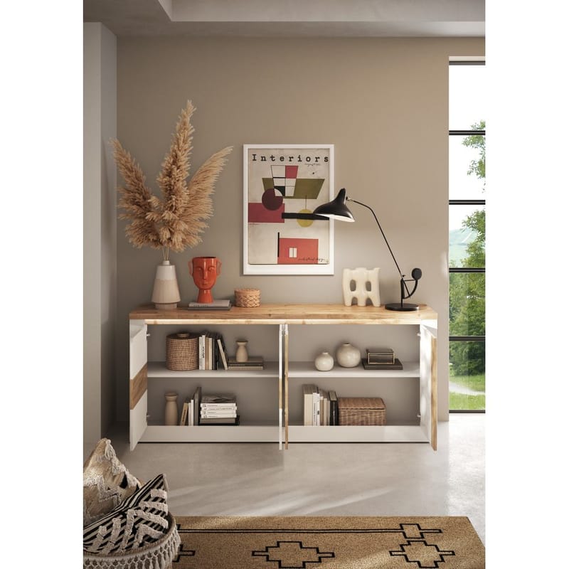Vandesar TV-benk 207 cm - Natur/Hvit - Oppbevaring - Oppbevaringsmøbler - Sideboard & skjenker