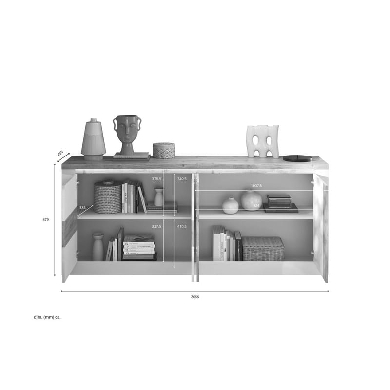Vandesar TV-benk 207 cm - Natur/Hvit - Oppbevaring - Oppbevaringsmøbler - Sideboard & skjenker