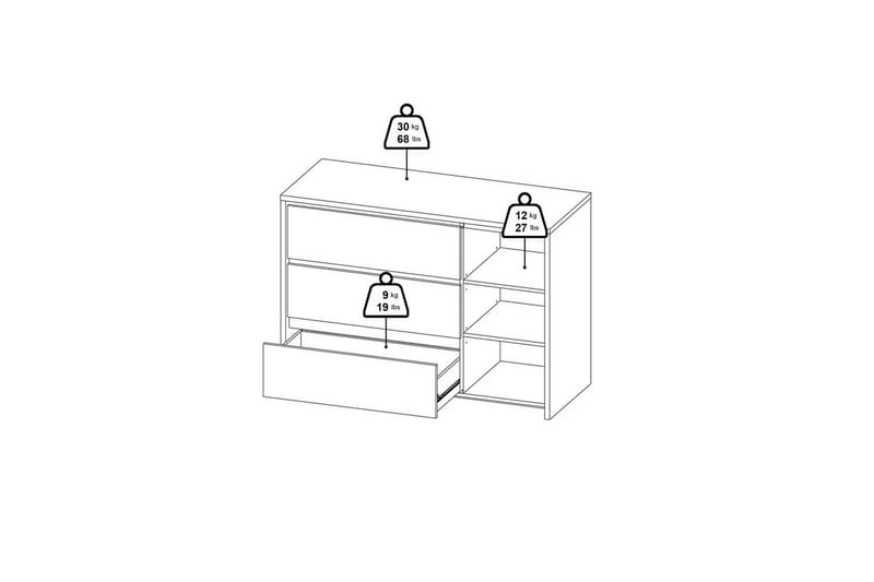 Varun Skjenk 119x48 cm - Hvit - Oppbevaring - Oppbevaringsmøbler - Sideboard & skjenker