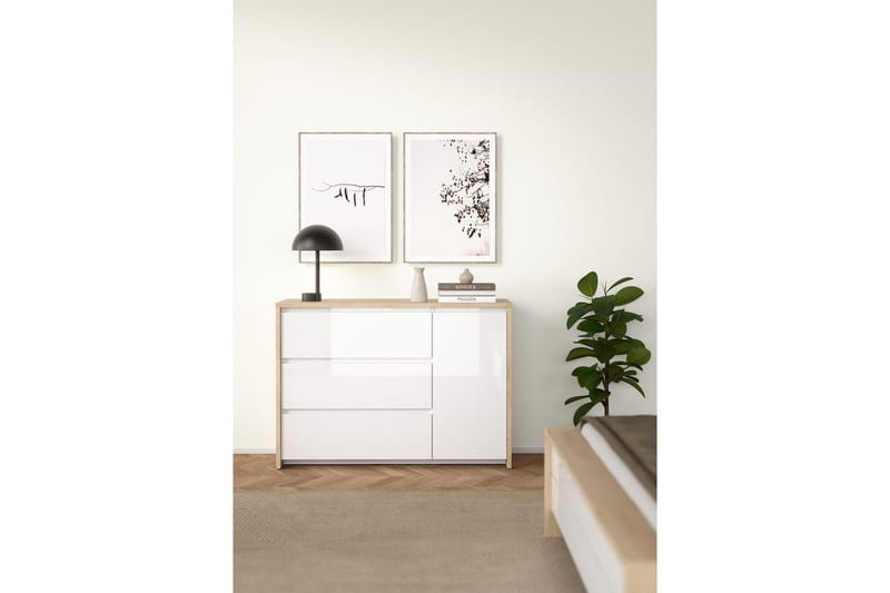 Varun Skjenk 119x48 cm - Hvit/Natur - Oppbevaring - Oppbevaringsmøbler - Sideboard & skjenker