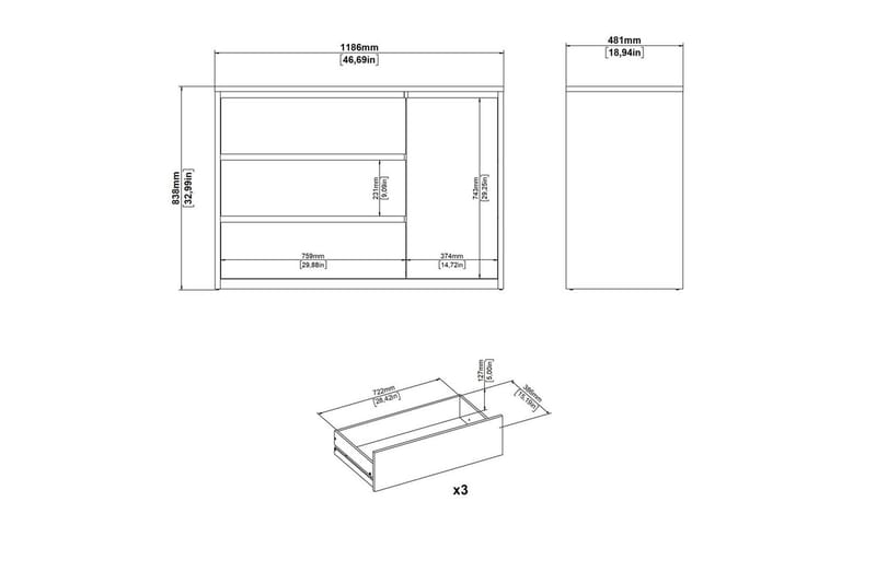 Varun Skjenk 119x48 cm - Hvit/Natur - Oppbevaring - Oppbevaringsmøbler - Sideboard & skjenker