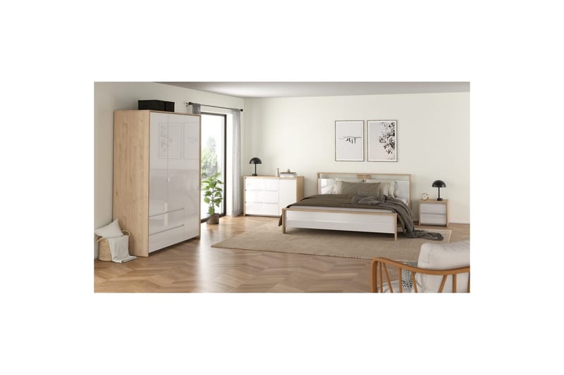 Varun Skjenk 119x48 cm - Hvit/Natur - Oppbevaring - Oppbevaringsmøbler - Sideboard & skjenker